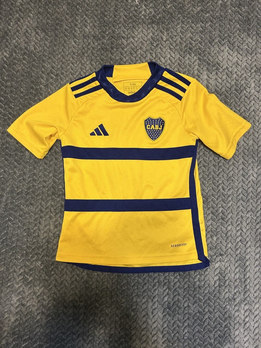 Boca Juniors Soccer Jersey Kids 7/8A Blue Yellow Directv Adidas Football Sports